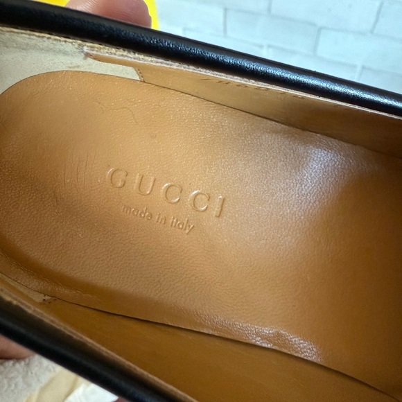 Gucci Black Leather Slip-On Loafers with Gold Bit - Picture 5 of 6